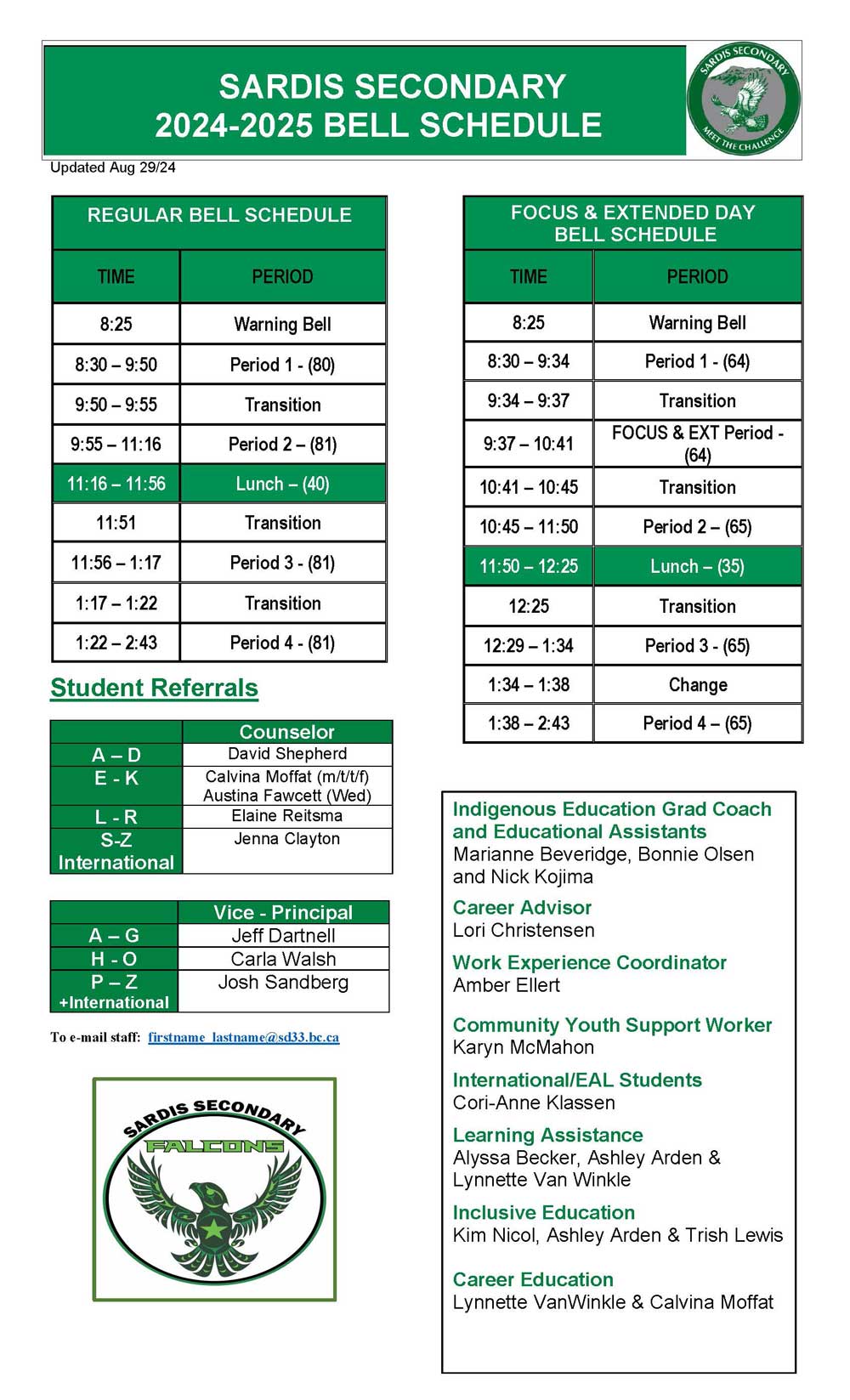 bell schedule