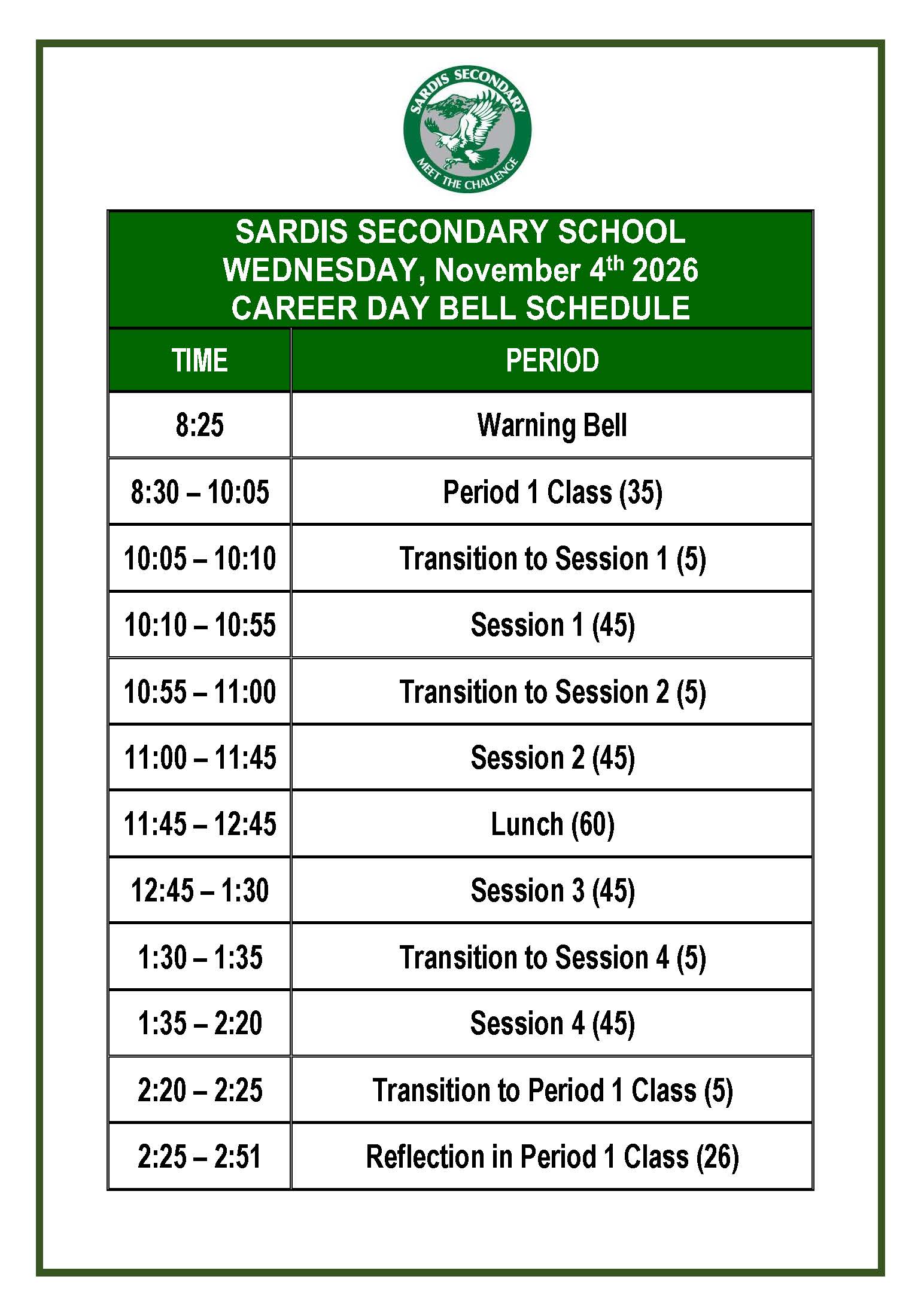 bell schedule